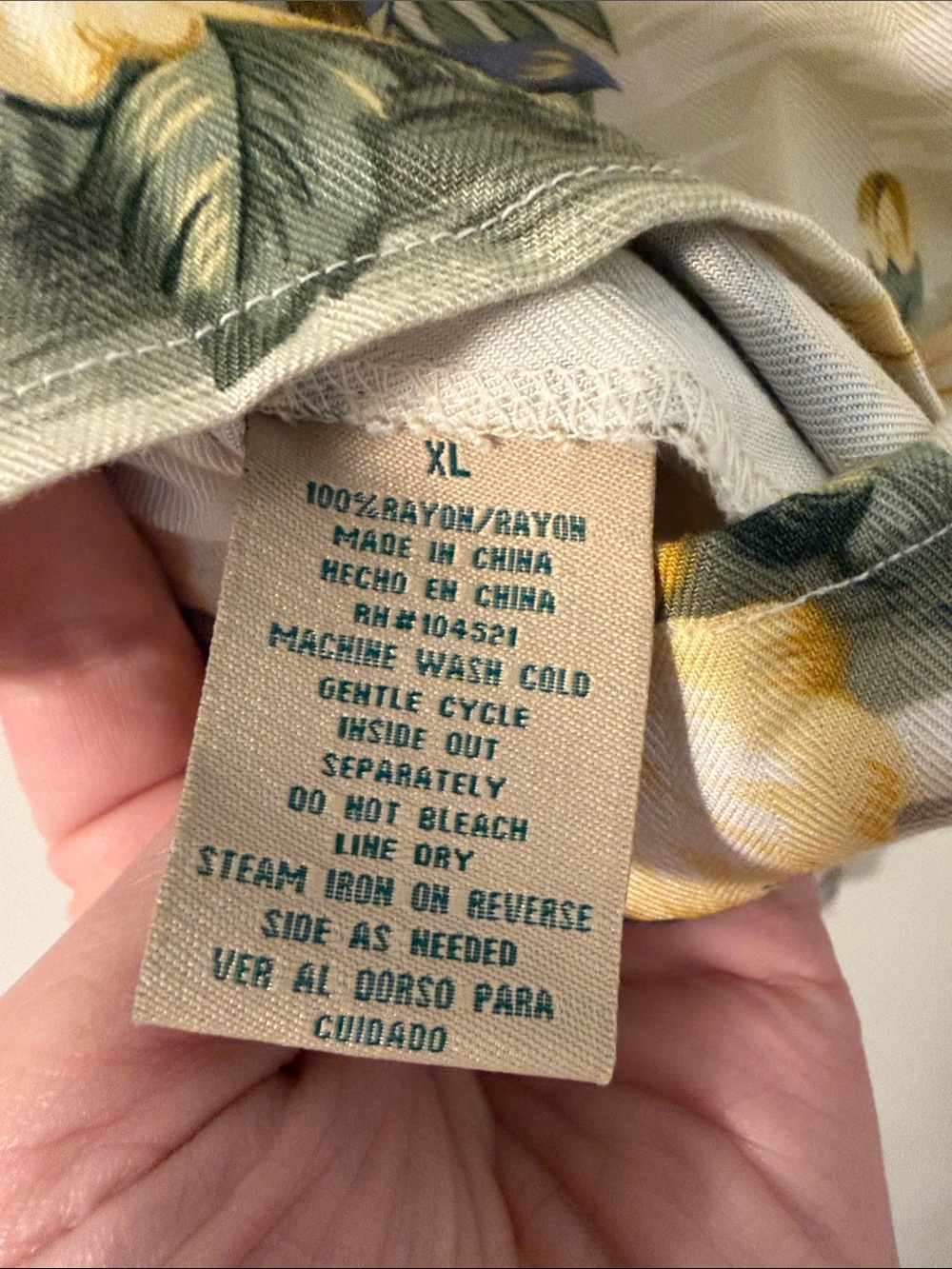 Havana Jacks Cafe Tropical Tie-Front Hawaiian Shirt - Yellow Floral Hibiscus XL - Picture 4 of 4